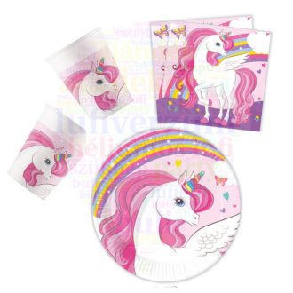 Unikornis party szett 36 db-os 20 cm-es tányérral