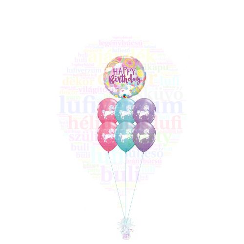 Unikornis születésnapi héliumos luficsokor