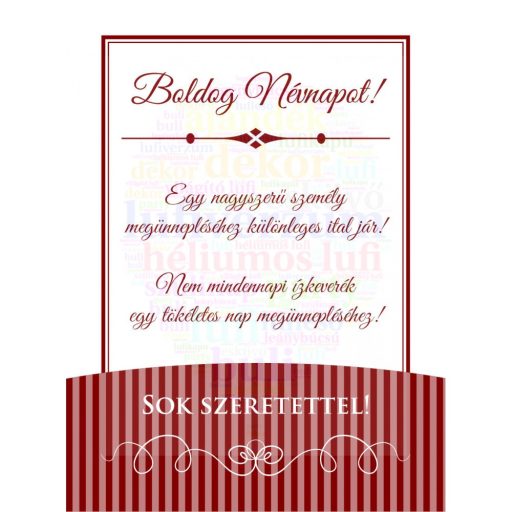 Névnapi Üveg Címke, Boldog Névnapot! 2 Db-Os