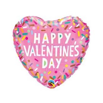   Színes Cukorka Mintás - Valentine's Sprinkles Szív Fólia Lufi