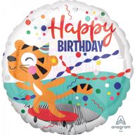 Vidám tigris születésnapi fólia lufi 43 cm