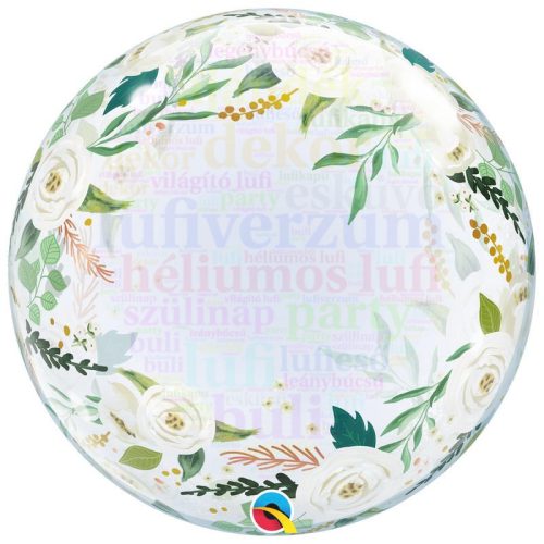 Virágmintás Deco Bubble Lufi -  61 cm-es